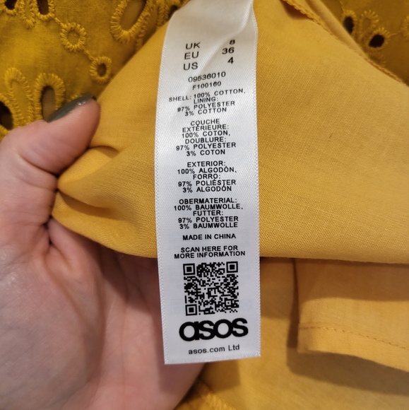 SOLD OFF PM Mustard mango gold eyelet lace flounce dress - Picture 2 of 6